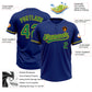 Custom Royal Kelly Green-Yellow Two-Button Unisex Softball Jersey Limited