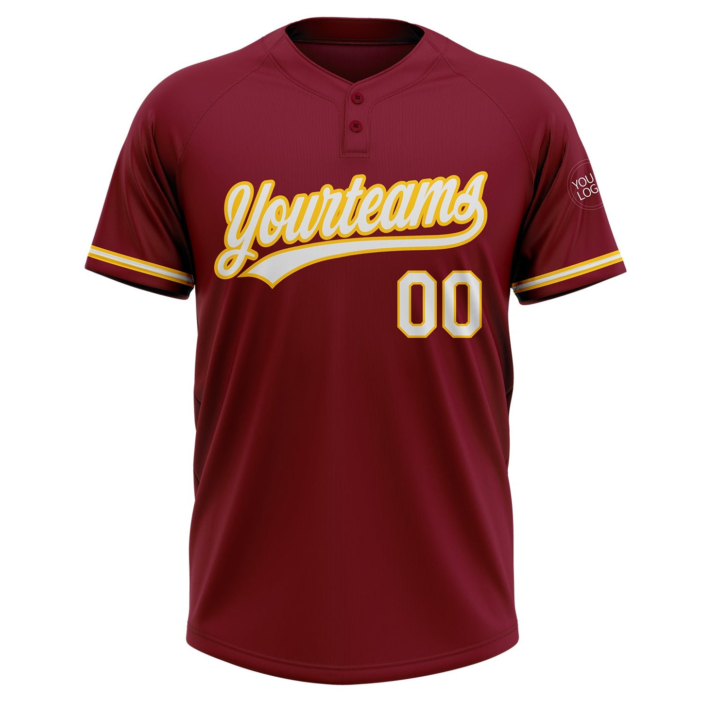 Custom Crimson White-Yellow Two-Button Unisex Softball Jersey Limited