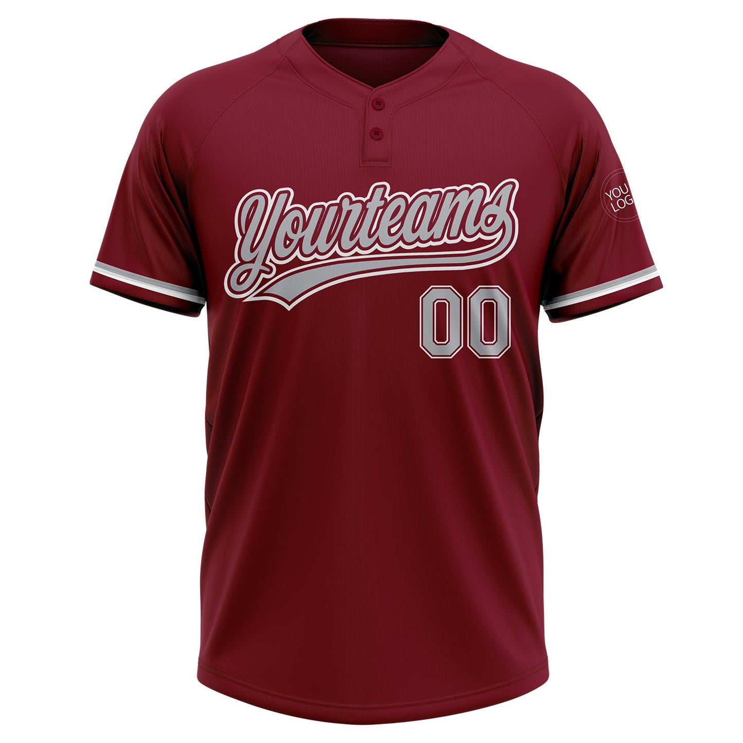 Custom Crimson Gray-White Two-Button Unisex Softball Jersey Limited