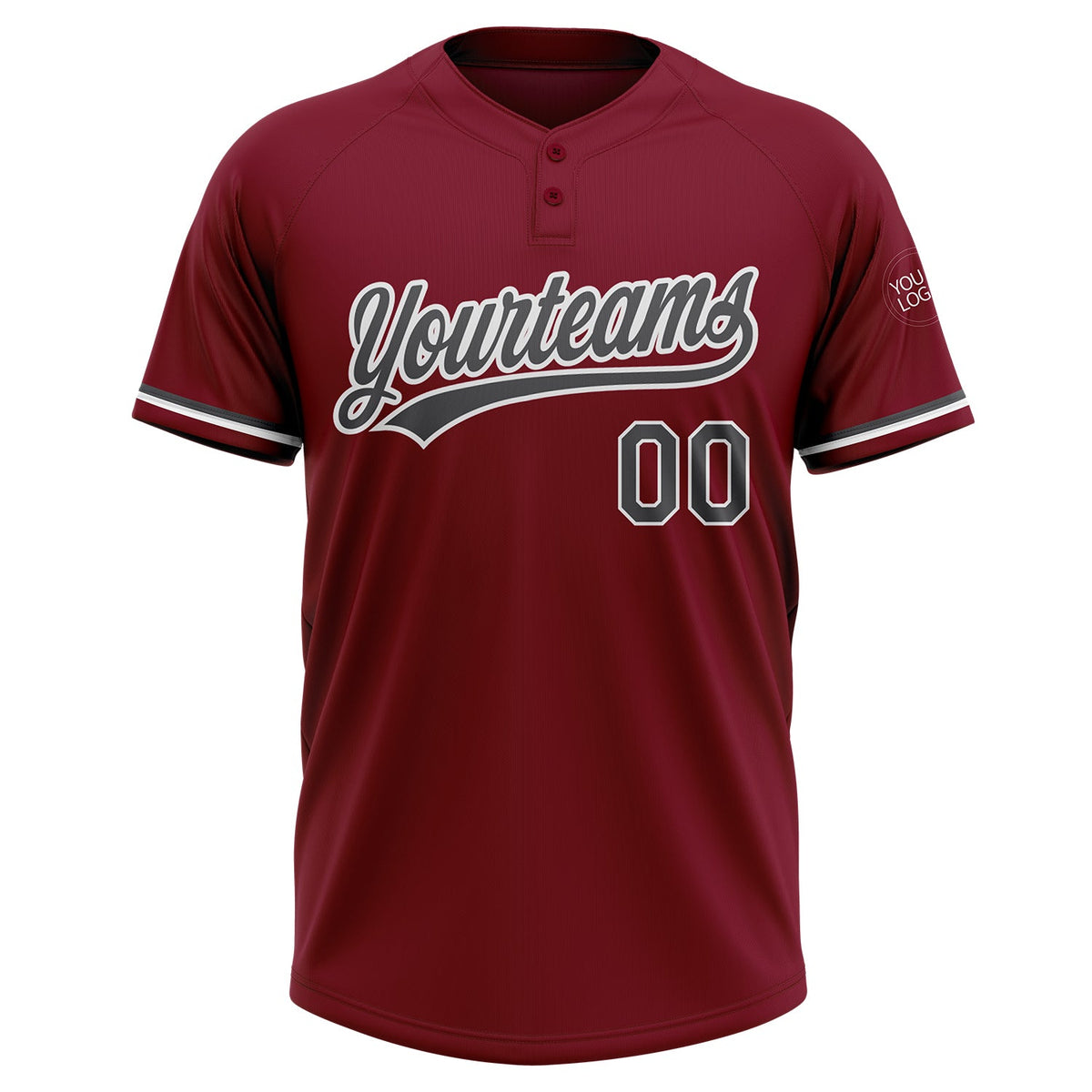 Custom Crimson Steel Gray-White Two-Button Unisex Softball Jersey Limited