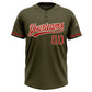 Custom Olive Red-Cream Salute To Service Two-Button Unisex Softball Jersey Limited