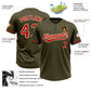Custom Olive Red-Cream Salute To Service Two-Button Unisex Softball Jersey Limited