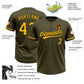 Custom Olive Gold-Black Salute To Service Two-Button Unisex Softball Jersey Limited