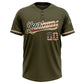 Custom Olive Vintage USA Flag-City Cream Salute To Service Two-Button Unisex Softball Jersey Limited