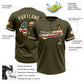 Custom Olive Vintage USA Flag-City Cream Salute To Service Two-Button Unisex Softball Jersey Limited
