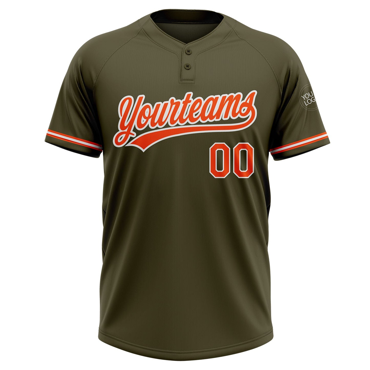 Custom Olive Orange-White Salute To Service Two-Button Unisex Softball Jersey Limited