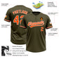 Custom Olive Orange-White Salute To Service Two-Button Unisex Softball Jersey Limited