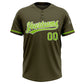 Custom Olive Neon Green-White Salute To Service Two-Button Unisex Softball Jersey Limited