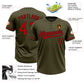 Custom Olive Red-Black Salute To Service Two-Button Unisex Softball Jersey Limited