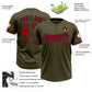 Custom Olive Red-Navy Salute To Service Two-Button Unisex Softball Jersey Limited