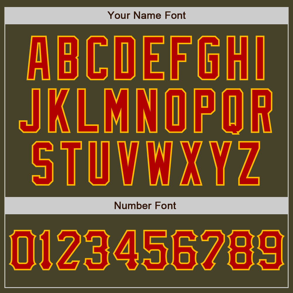 Custom Olive Red-Gold Salute To Service Two-Button Unisex Softball Jersey Limited