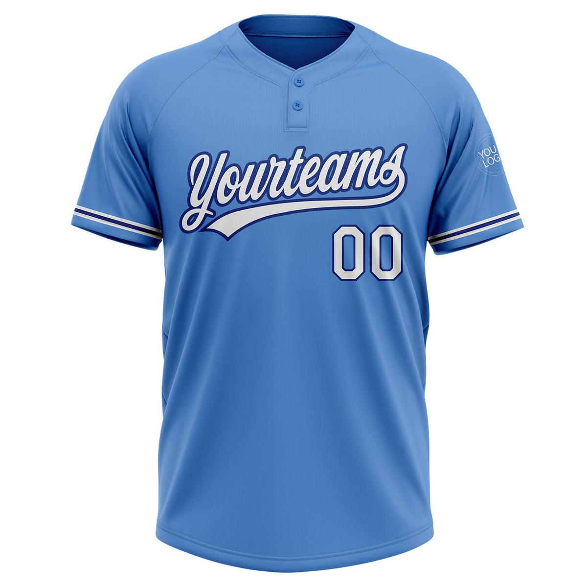 Custom Powder Blue White-Royal Two-Button Unisex Softball Jersey Limited