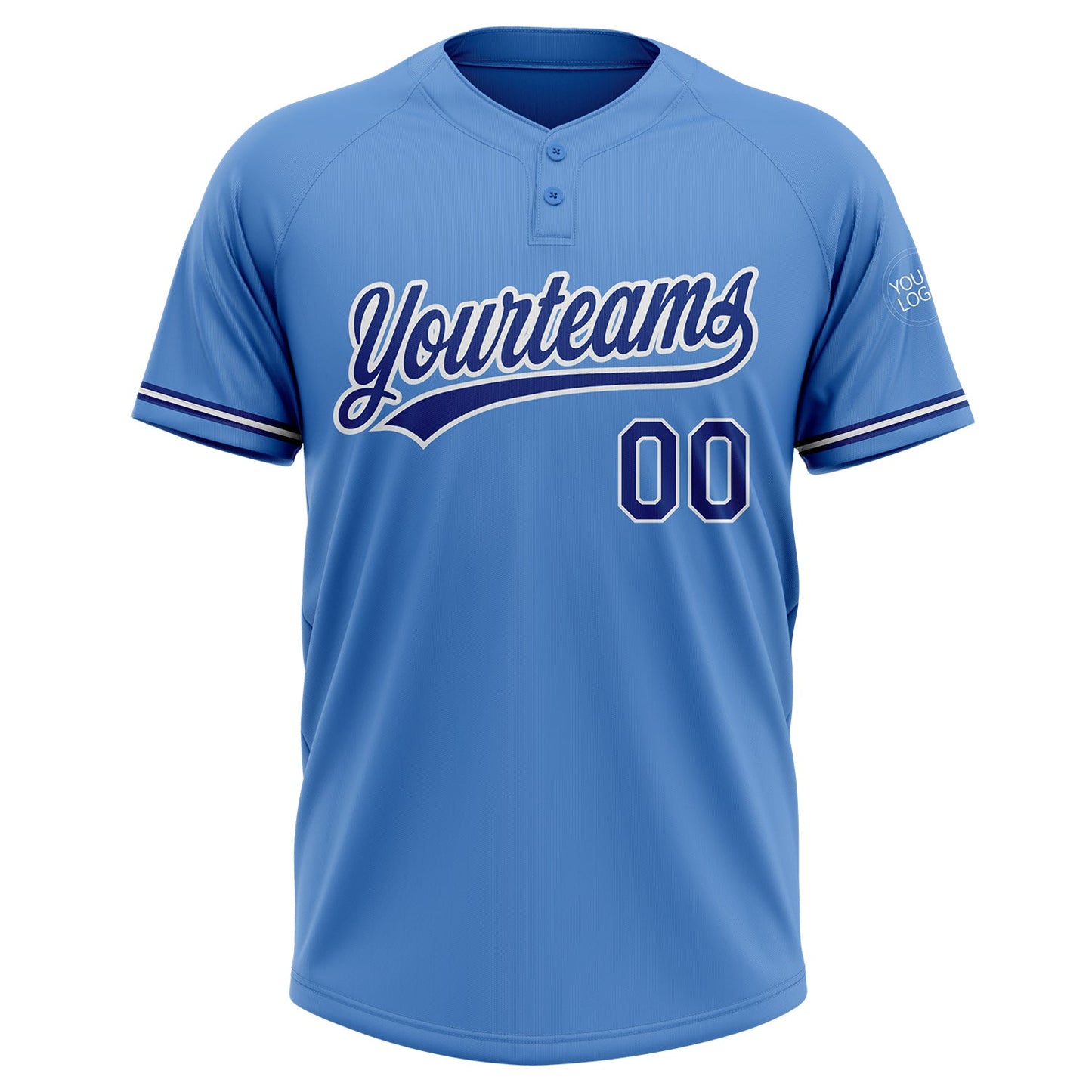 Custom Powder Blue Royal-White Two-Button Unisex Softball Jersey Limited