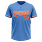 Custom Powder Blue Orange-White Two-Button Unisex Softball Jersey Limited