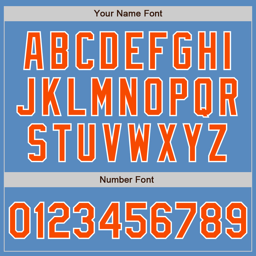 Custom Powder Blue Orange-White Two-Button Unisex Softball Jersey Limited