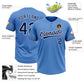 Custom Powder Blue Navy-White Two-Button Unisex Softball Jersey Limited