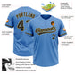 Custom Powder Blue Black-Old Gold Two-Button Unisex Softball Jersey Limited