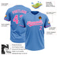 Custom Powder Blue Pink-White Two-Button Unisex Softball Jersey Limited