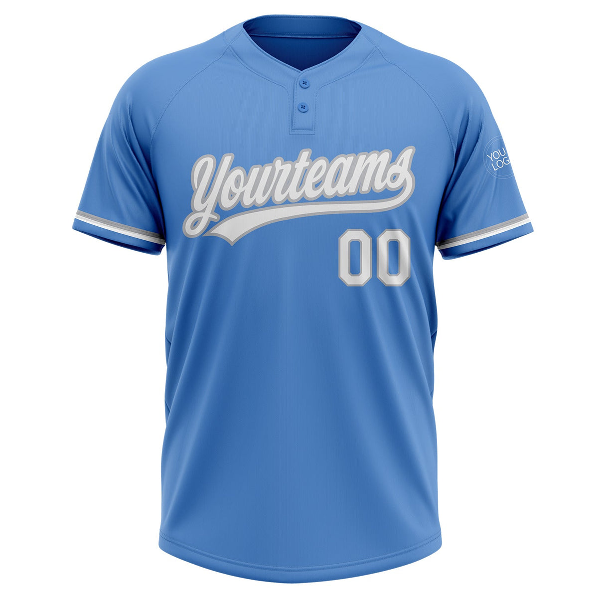 Custom Powder Blue White-Gray Two-Button Unisex Softball Jersey Limited