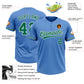 Custom Powder Blue Kelly Green-White Two-Button Unisex Softball Jersey Limited