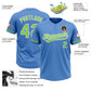 Custom Powder Blue Neon Green-White Two-Button Unisex Softball Jersey Limited