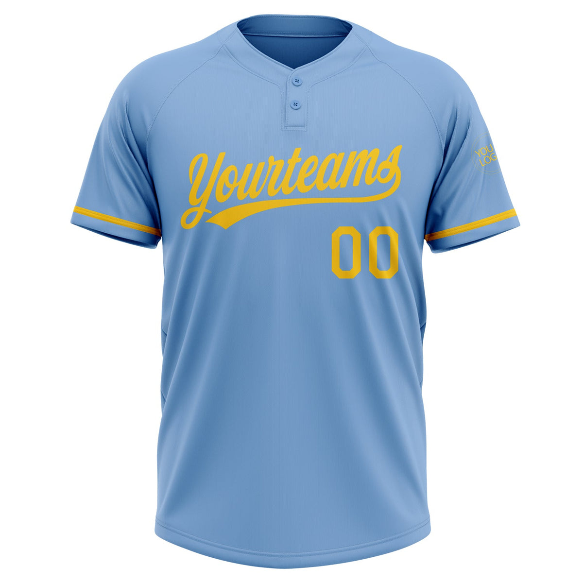 Custom Light Blue Yellow Two-Button Unisex Softball Jersey Limited