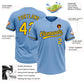 Custom Light Blue Yellow-Navy Two-Button Unisex Softball Jersey Limited
