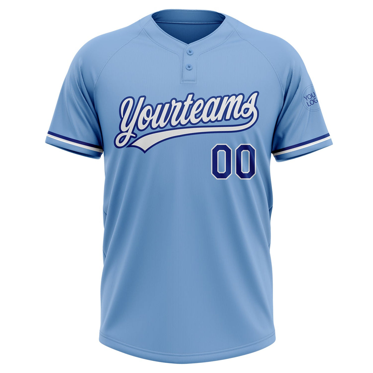 Custom Light Blue White-Royal Two-Button Unisex Softball Jersey Limited