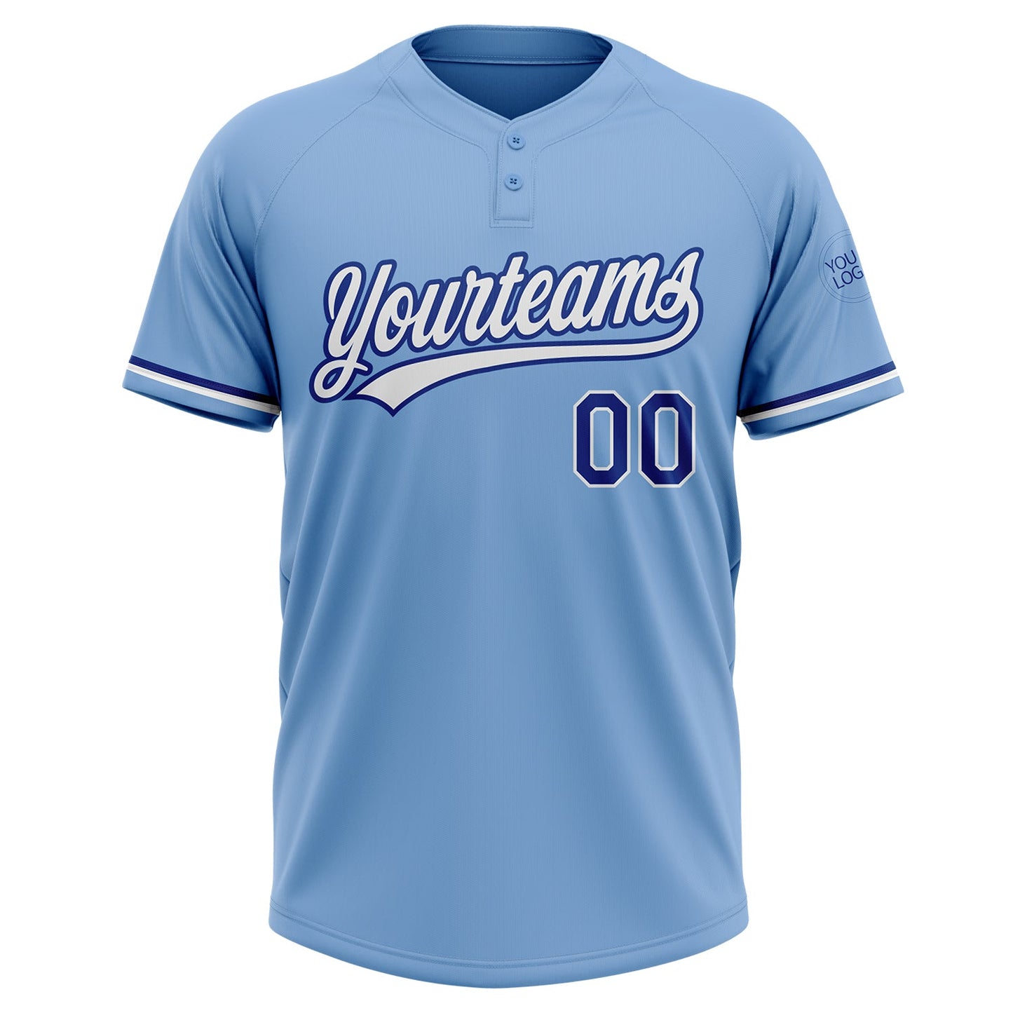Custom Light Blue White-Royal Two-Button Unisex Softball Jersey Limited