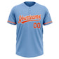 Custom Light Blue Orange-White Two-Button Unisex Softball Jersey Limited