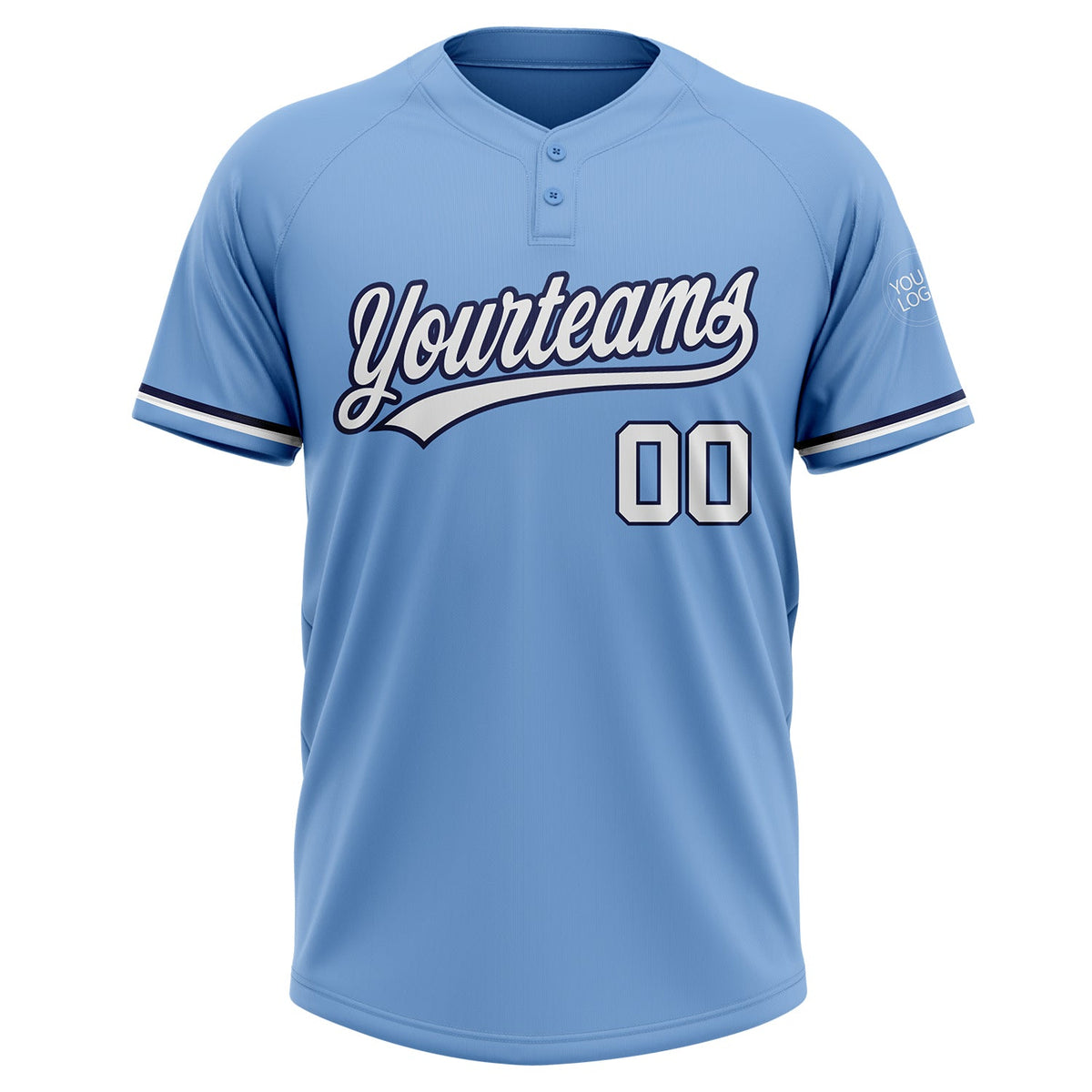Custom Light Blue White-Navy Two-Button Unisex Softball Jersey Limited