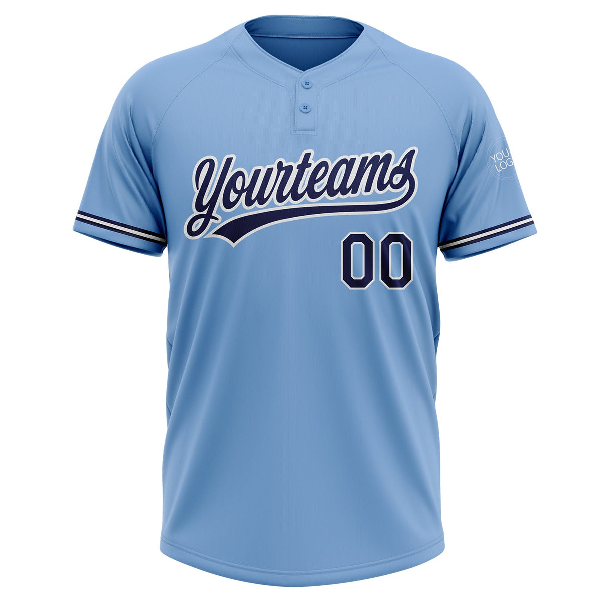 Custom Light Blue Navy-White Two-Button Unisex Softball Jersey Limited