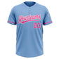 Custom Light Blue Pink-White Two-Button Unisex Softball Jersey Limited