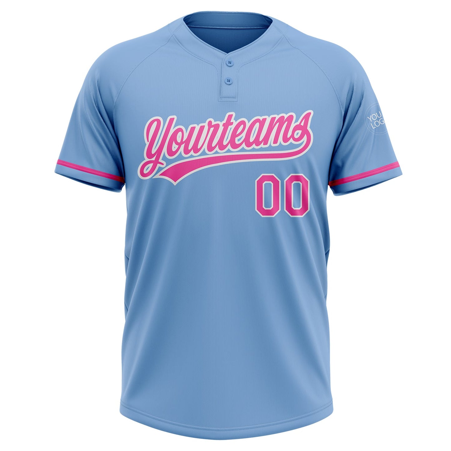 Custom Light Blue Pink-White Two-Button Unisex Softball Jersey Limited
