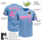 Custom Light Blue Pink-White Two-Button Unisex Softball Jersey Limited