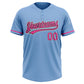 Custom Light Blue Pink-Black Two-Button Unisex Softball Jersey Limited