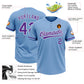 Custom Light Blue Purple-White Two-Button Unisex Softball Jersey Limited