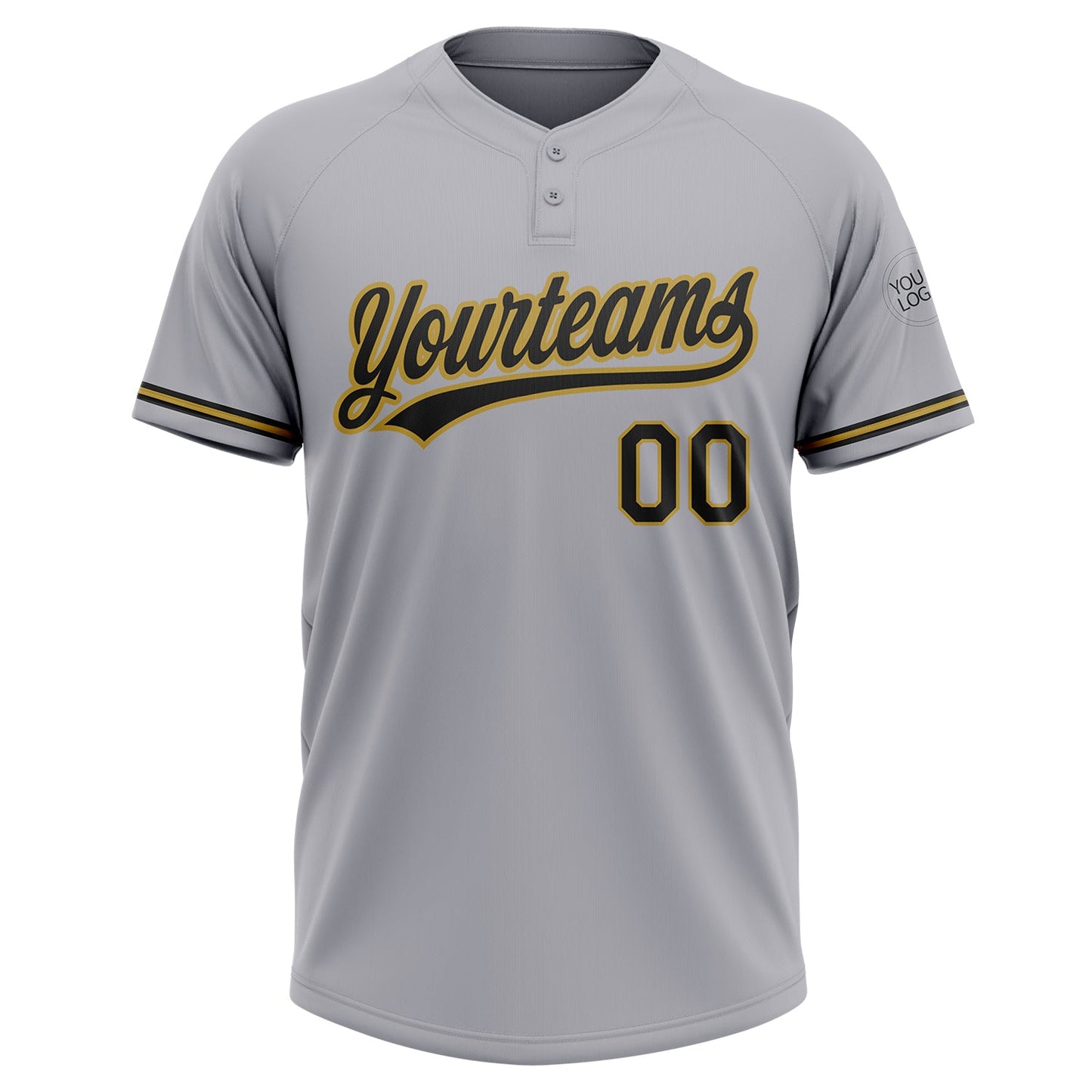 Custom Gray Black-Old Gold Two-Button Unisex Softball Jersey Limited