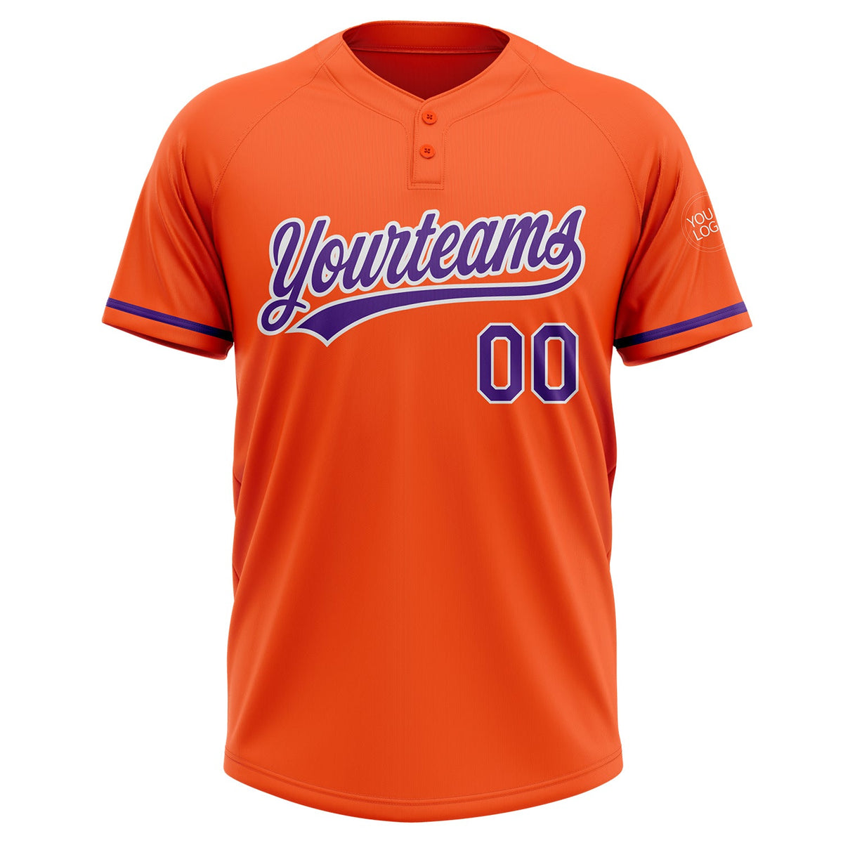 Custom Orange Purple-White Two-Button Unisex Softball Jersey Limited