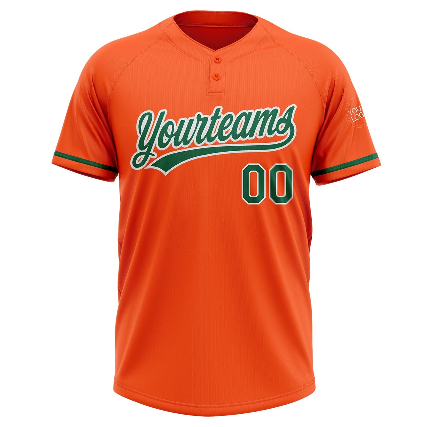 Custom Orange Kelly Green-White Two-Button Unisex Softball Jersey Limited