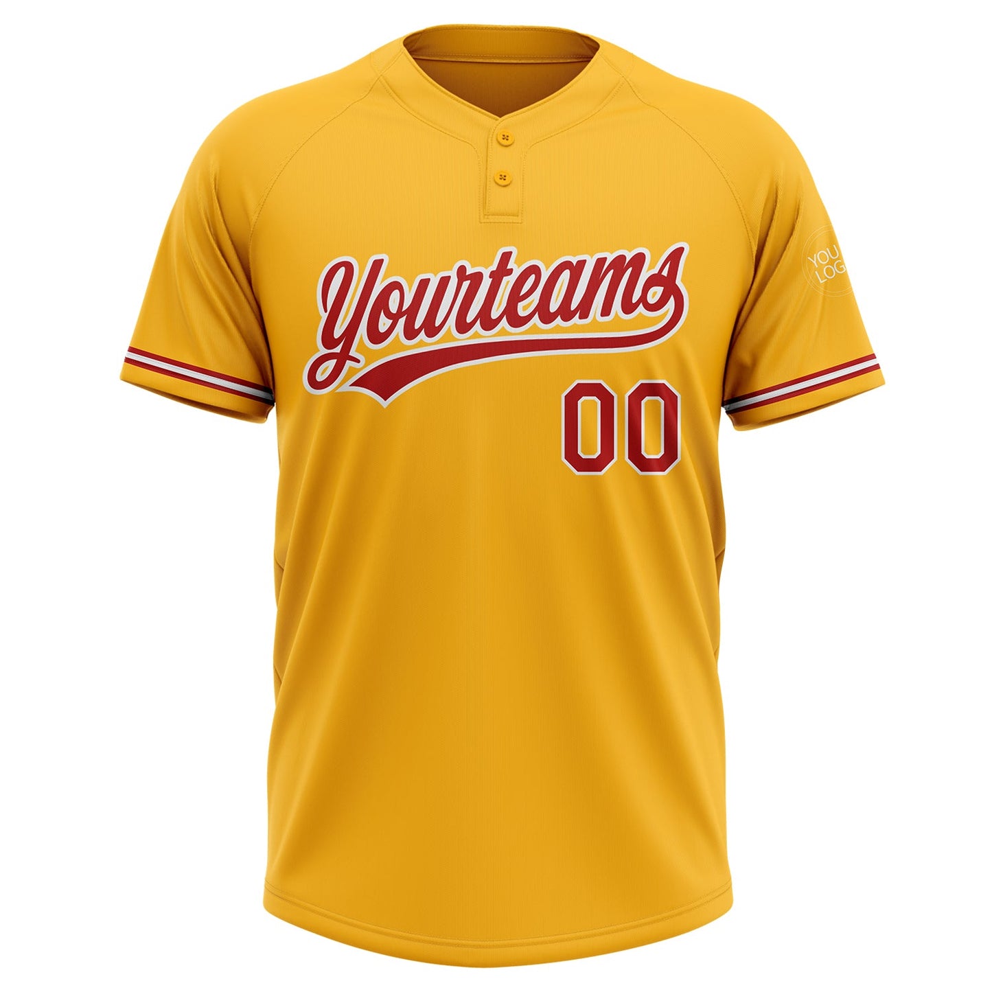 Custom Gold Red-White Two-Button Unisex Softball Jersey Limited