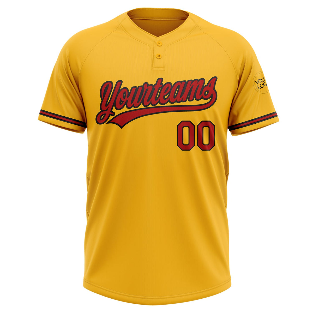 Custom Gold Red-Black Two-Button Unisex Softball Jersey Limited