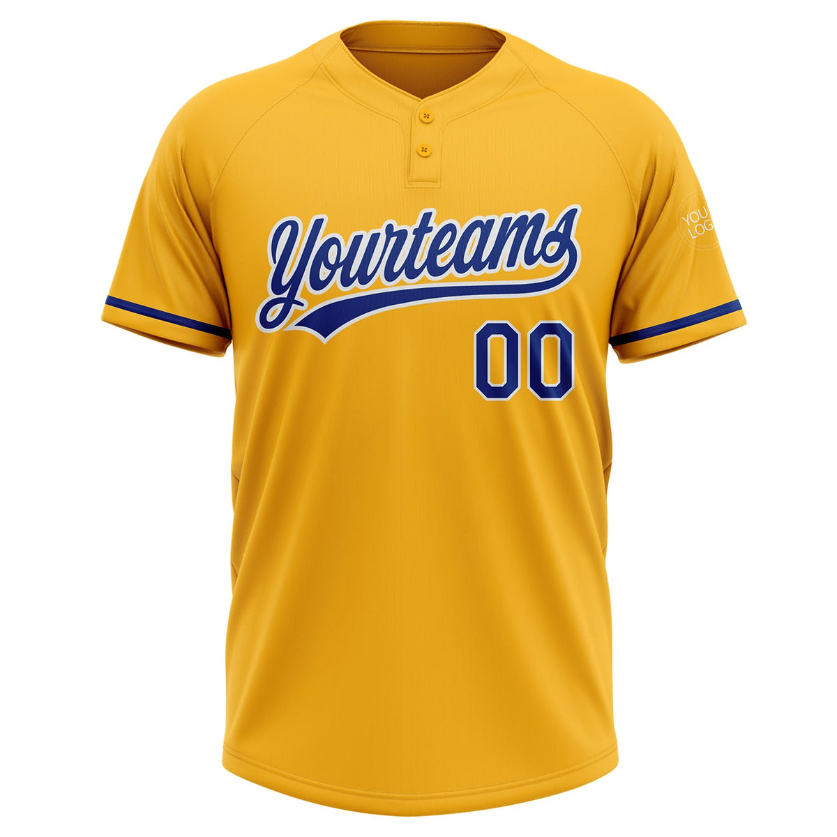 Custom Gold Royal-White Two-Button Unisex Softball Jersey Limited