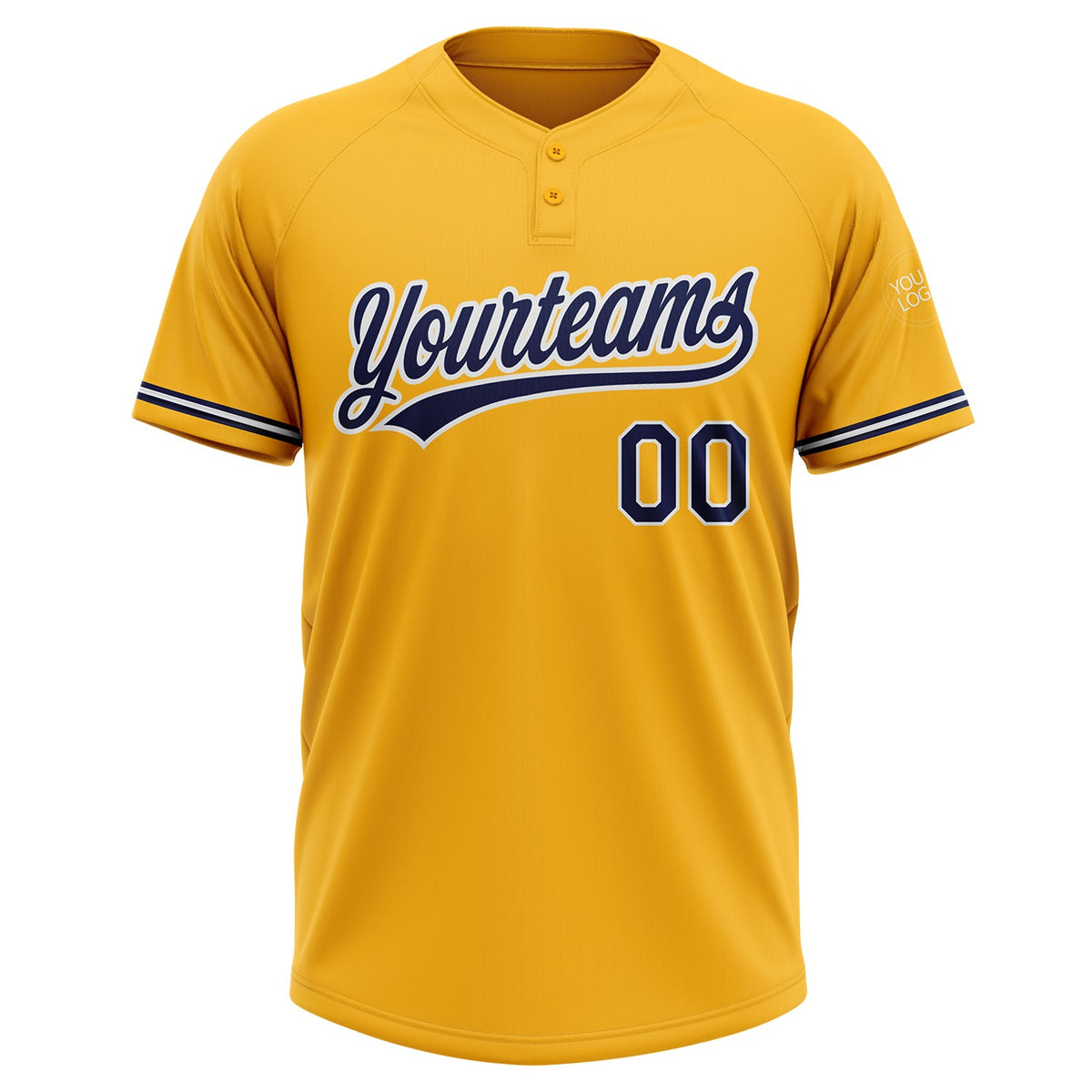 Custom Gold Navy-White Two-Button Unisex Softball Jersey Limited