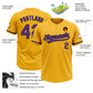 Custom Gold Purple-Black Two-Button Unisex Softball Jersey Limited