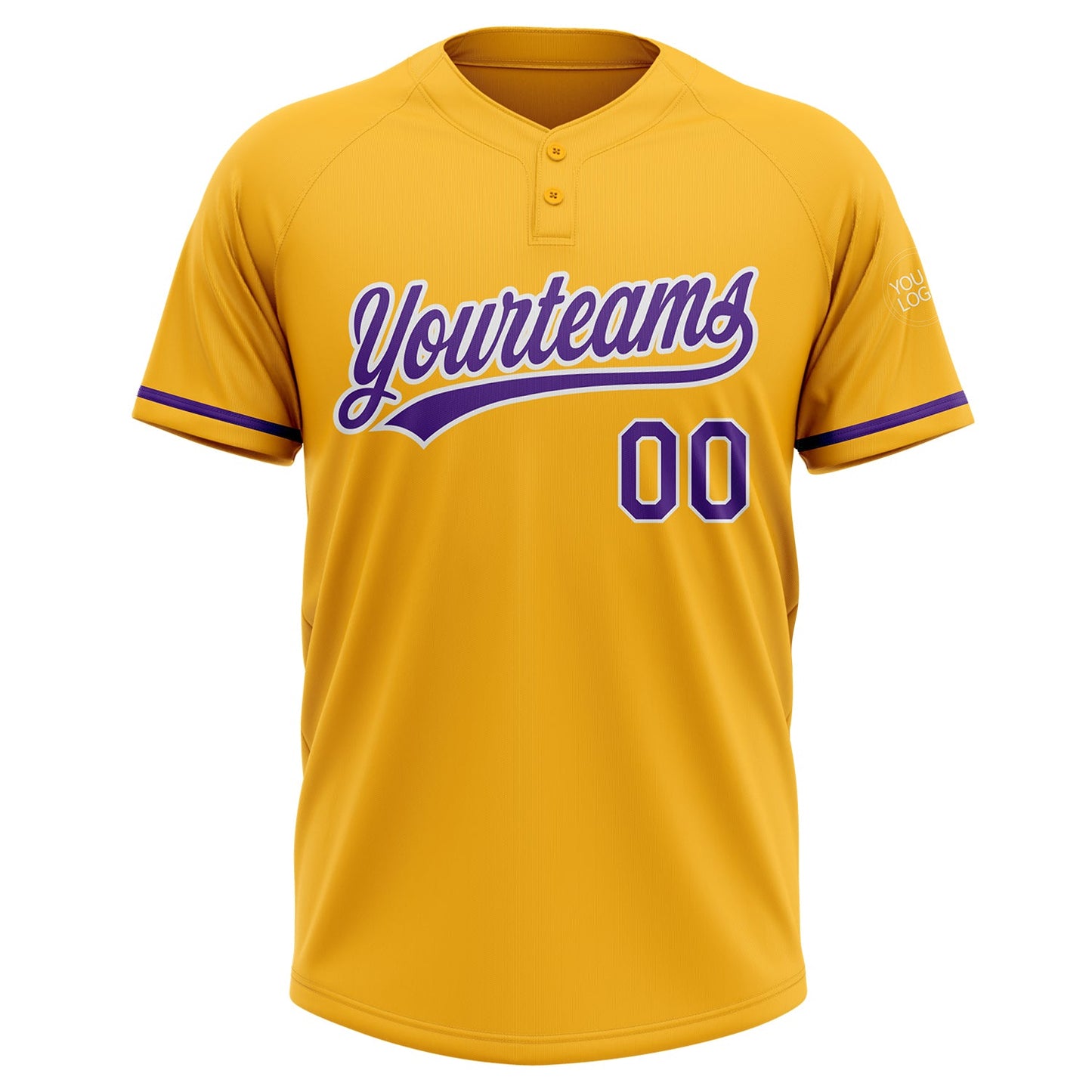 Custom Gold Purple-White Two-Button Unisex Softball Jersey Limited