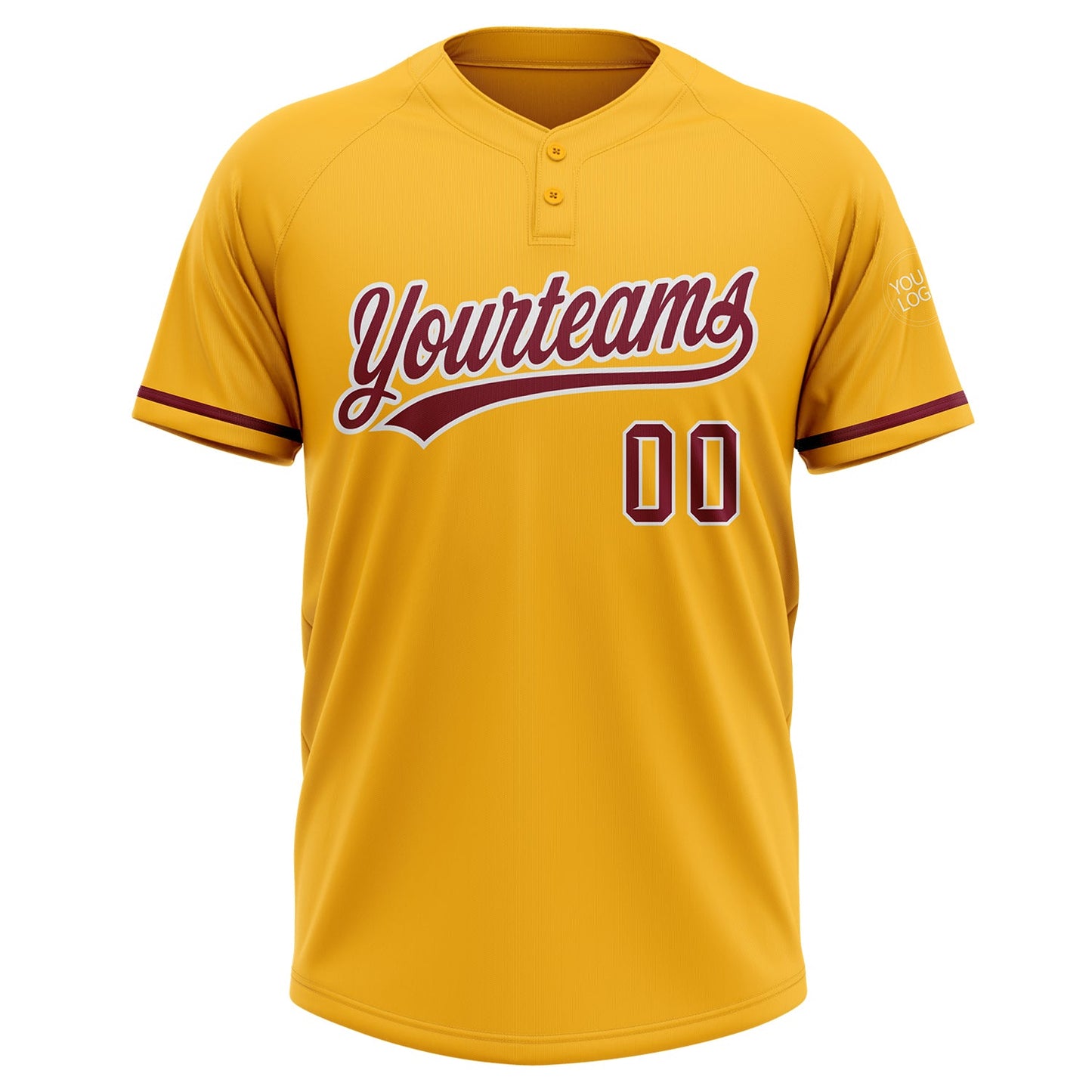 Custom Gold Crimson-White Two-Button Unisex Softball Jersey Limited