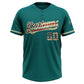 Custom Teal Vintage USA Flag-City Cream Two-Button Unisex Softball Jersey Limited