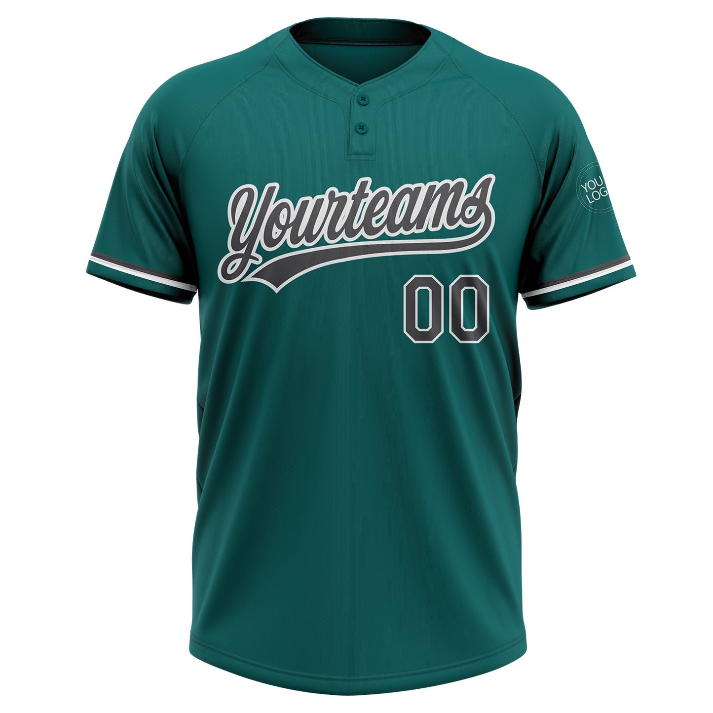 Custom Teal Steel Gray-White Two-Button Unisex Softball Jersey Limited