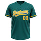 Custom Teal Yellow-White Two-Button Unisex Softball Jersey Limited